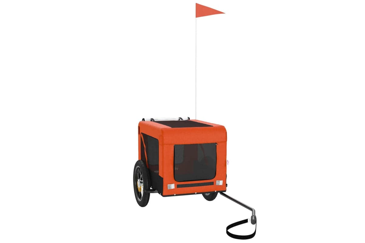 Vidaxl 93907 Pet Bike Trailer Orange And Black Oxford Fabric&iron