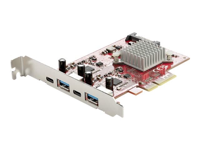 STARTECH.COM - Startech 4-Port USB PCIe Card, 10Gbps USB PCI Express Expansion Card w/ 2 Controllers, 2x USB-C & 2x USB-A ports (USB 3.2/3.1 Gen 2), USB/USB-C PCI-e Card, Full Profile Brackets - USB PCIe Add-On Card (PEXUSB312A2C2V) - USB adapter - PCIe 3.0 x4 - USB-C 3