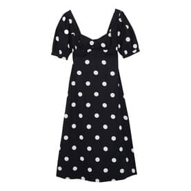 Astrid Polka Dot Linen Flared Dress