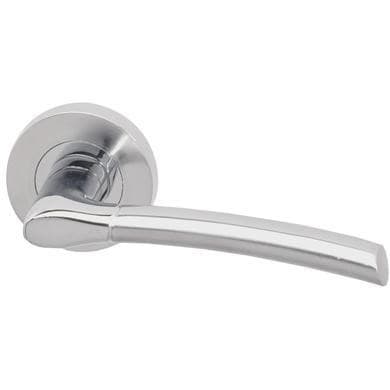 Internal Silver Polished/Satin Chrome Lever Door Handle with Latch and Hinges Pack - Drava - XL Joinery