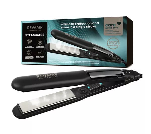 REVAMP Progloss Steamcare Ceramic Hair Straightener - Black