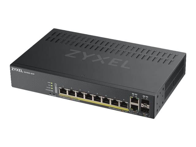 ZYXEL - GS1920-8HPv2 - Switch - smart - 8 x 10/100/1000 (PoE+) + 2 x combo Gigabit SFP - desktop, wall-mountable - PoE+ (130 W)