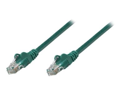 INTELLINET - Network Patch Cable, Cat5e, 1m, Green, CCA, U/UTP, PVC, RJ45, Gold Plated Contacts, Snagless, Booted, Lifetime Warranty, Polybag - patch cable - green