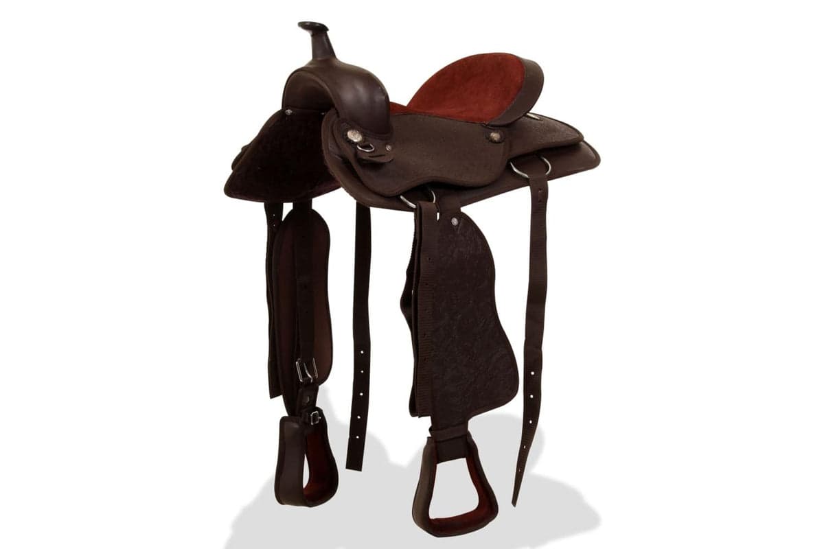 Vidaxl Western Saddle. Headstall&breast Collar Real Leather 17" Brown