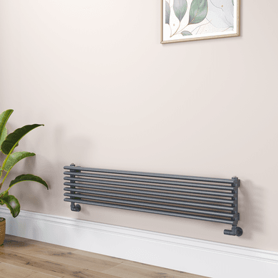 Ventura Linea Dark Grey Anthracite Oval Unique Designer Radiator 245x1200mm Single Panel 1553 BTU - Horizontal Bars