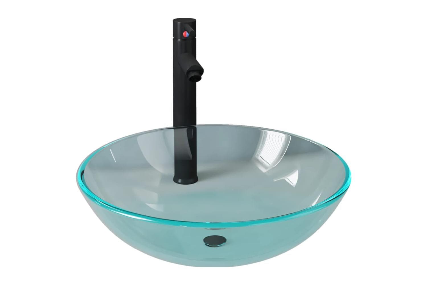 Vidaxl 3098440 Bathroom Sink With Tap And Push Drain Clear Tempered Glass