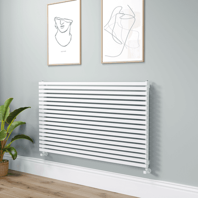Ravello Linea White Square Designer Radiator 810x1400mm Single Panel 5235 BTU - Horizontal Bars