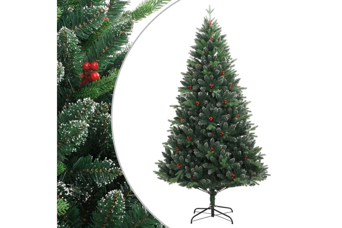 Vidaxl Artificial Hinged Christmas Tree With Red Berries 240 Cm