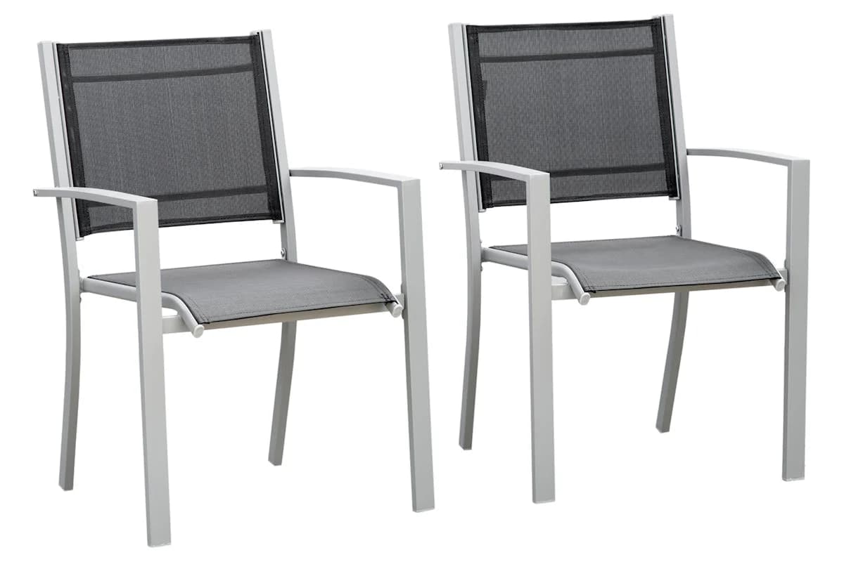 Outsunny Outdoor Chairs Square Steel Frame | Set of 2 | Black/Grey