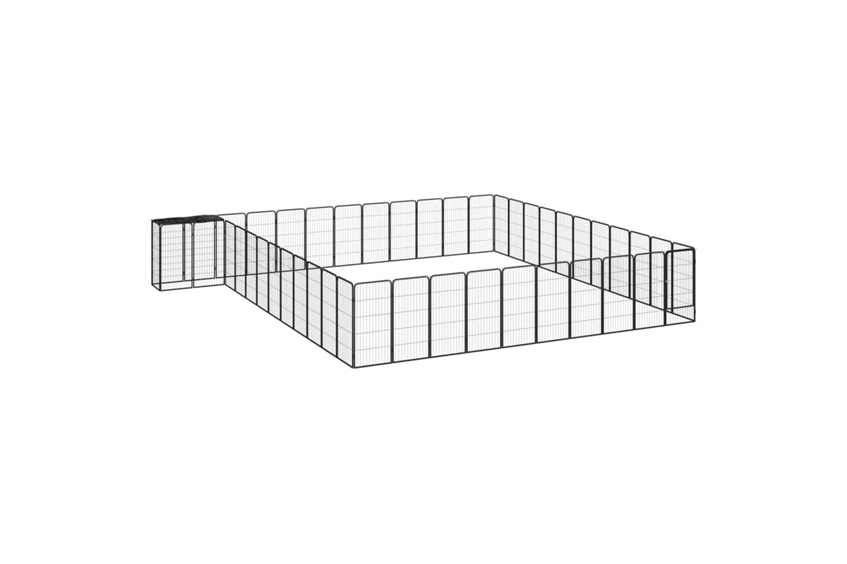 vidaXL 3115957 46-panel Dog Playpen Black 50x100cm Powder-coated Steel