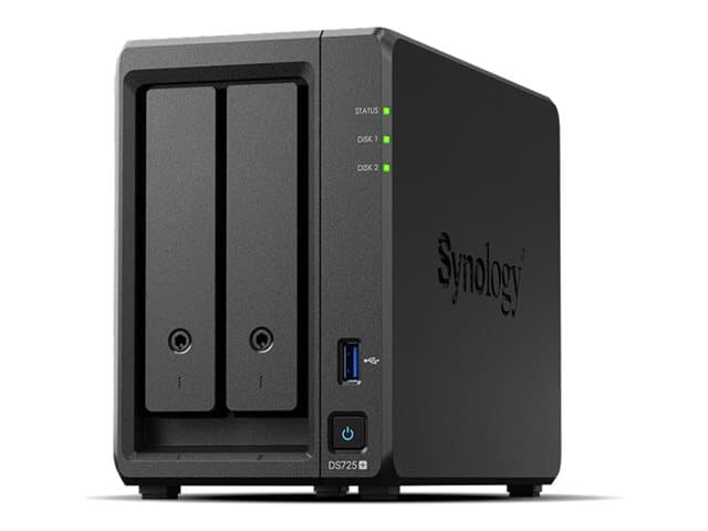SYNOLOGY - Disk Station DS725+ - NAS server - RAID JBOD, 0, 1, 5, 6, 10 - RAM 4 GB - 2.5 Gigabit Ethernet - iSCSI support