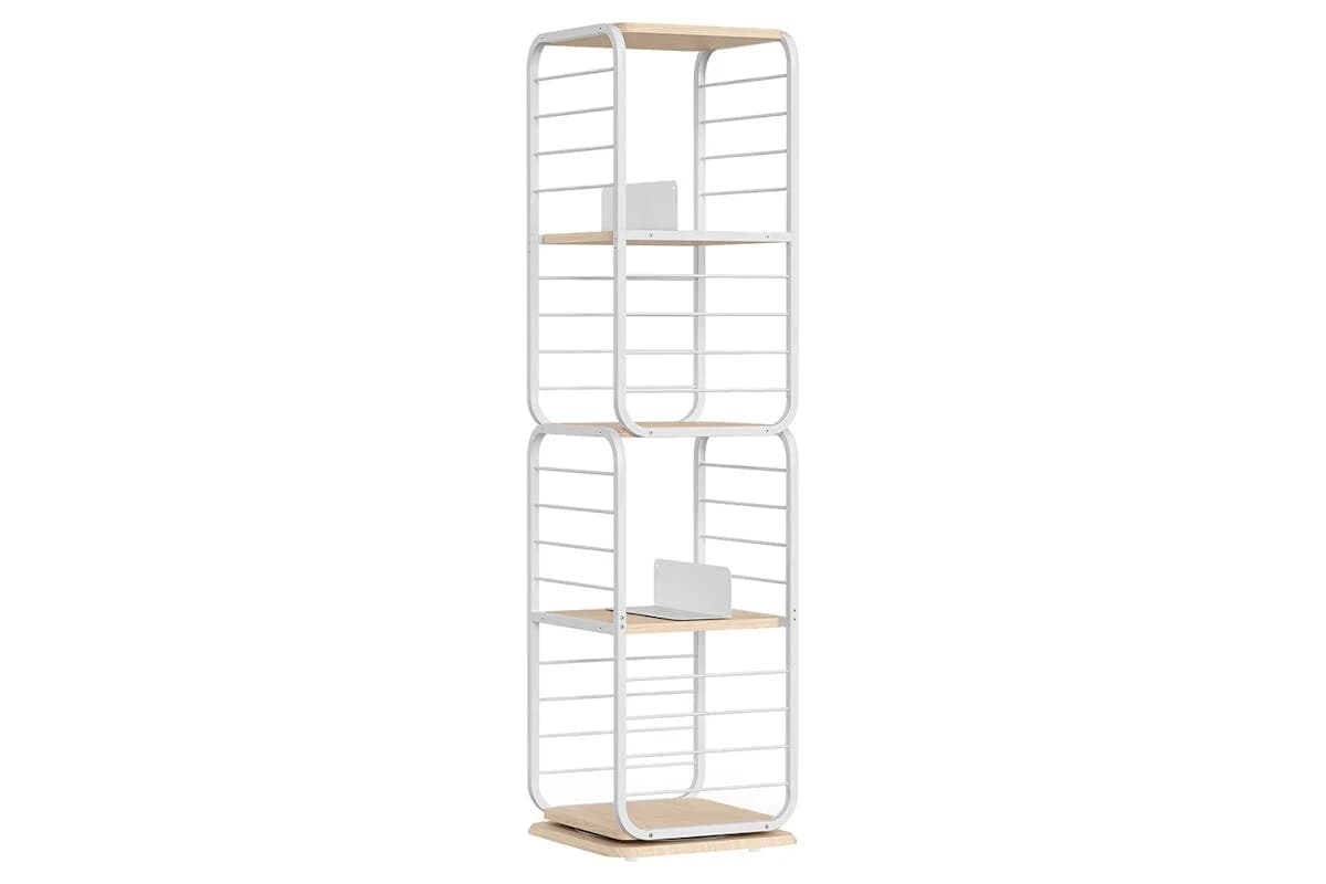 Vasagle Bookshelf with Bookends | 4 Shelves | Natural Beige/Cloud White