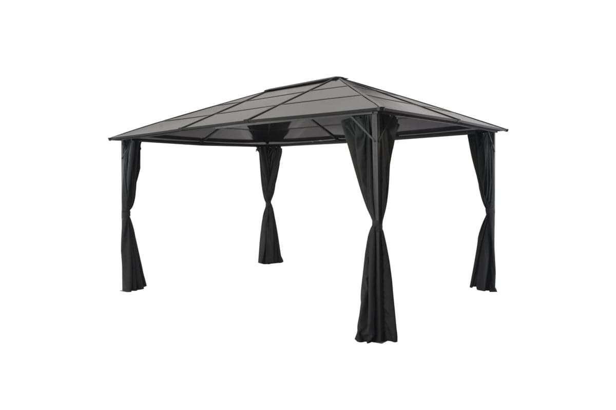 Vidaxl 44642 Gazebo With Curtain Aluminium 4x3x2.6 M Black
