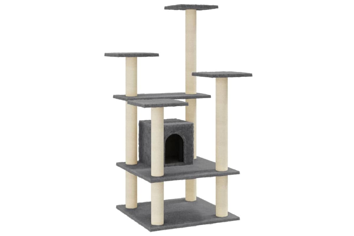 Cat Tree With Sisal Scratching Posts Dark Grey 110 Cm