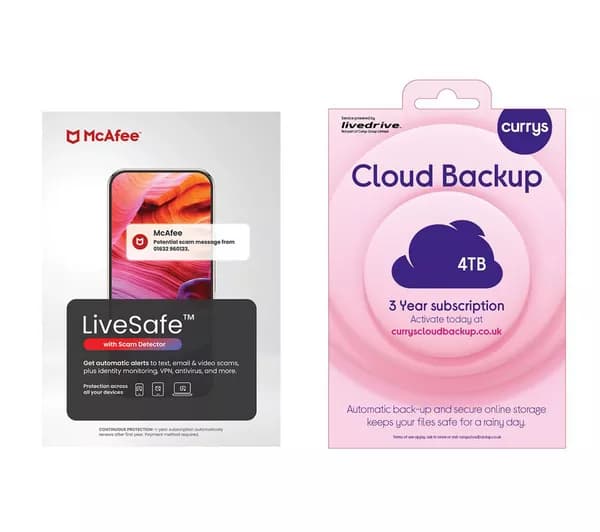 MCAFEE LiveSafe (1 year for unlimited devices) & Cloud Backup (4 TB, 3 years) Bundle
