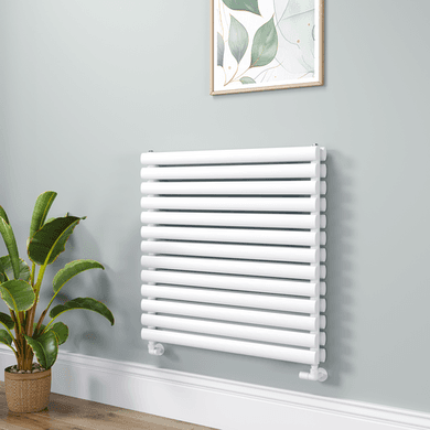 Sorrento Linea White Oval Designer Radiator 767x800mm Double Panel 3932 BTU - Horizontal Bars