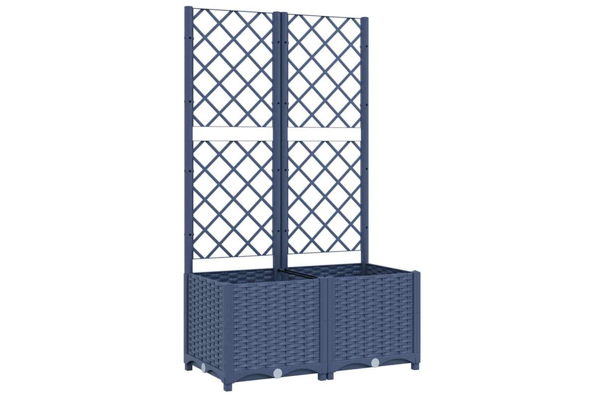 vidaXL Garden Planter With Trellis Dark Grey 80x40x136cm Pp