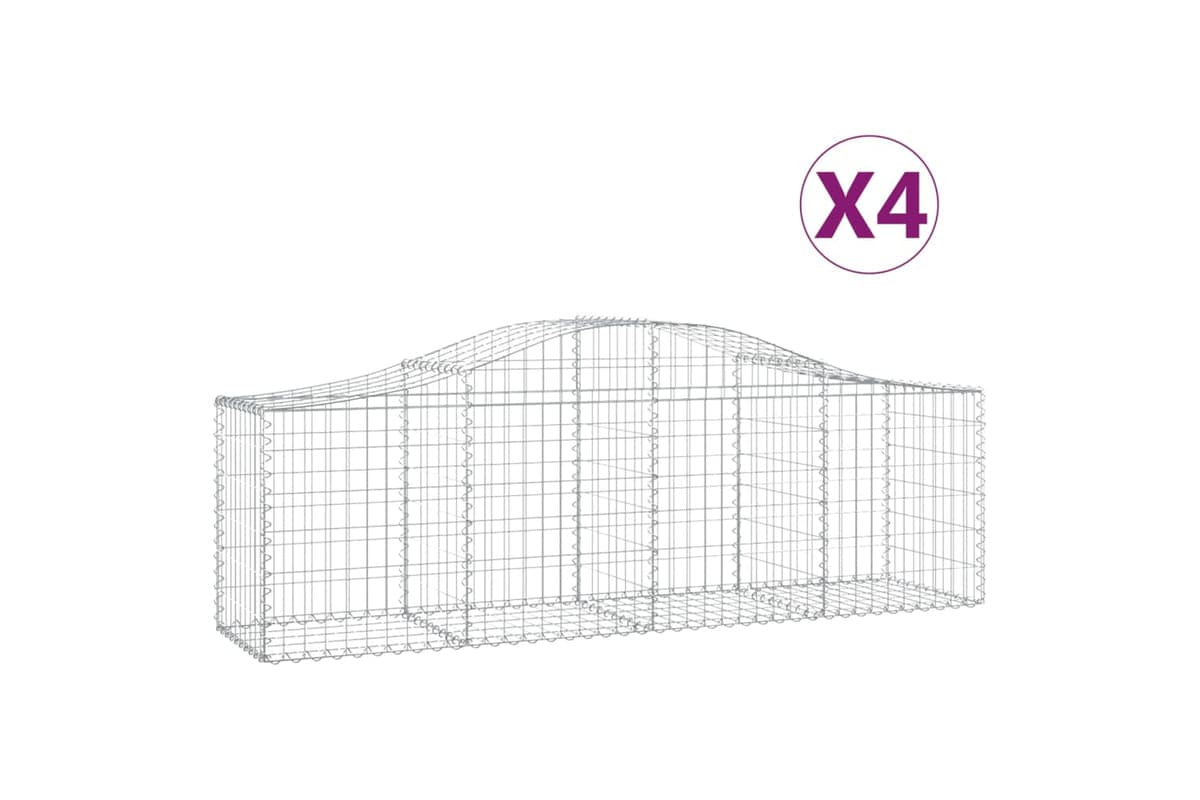 vidaXL 3145600 Arched Gabion Baskets 4 Pcs 200x50x60/80cm Galvanised Iron