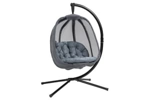 Outsunny Hanging Egg Chair with Cushion | Black/Grey