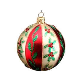 Holly Glass Tree Decoration 8cm