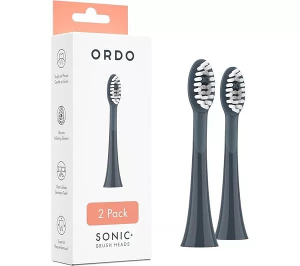 ORDO Sonic+ Replacement Toothbrush Heads - Pack of 2, Charcoal Grey