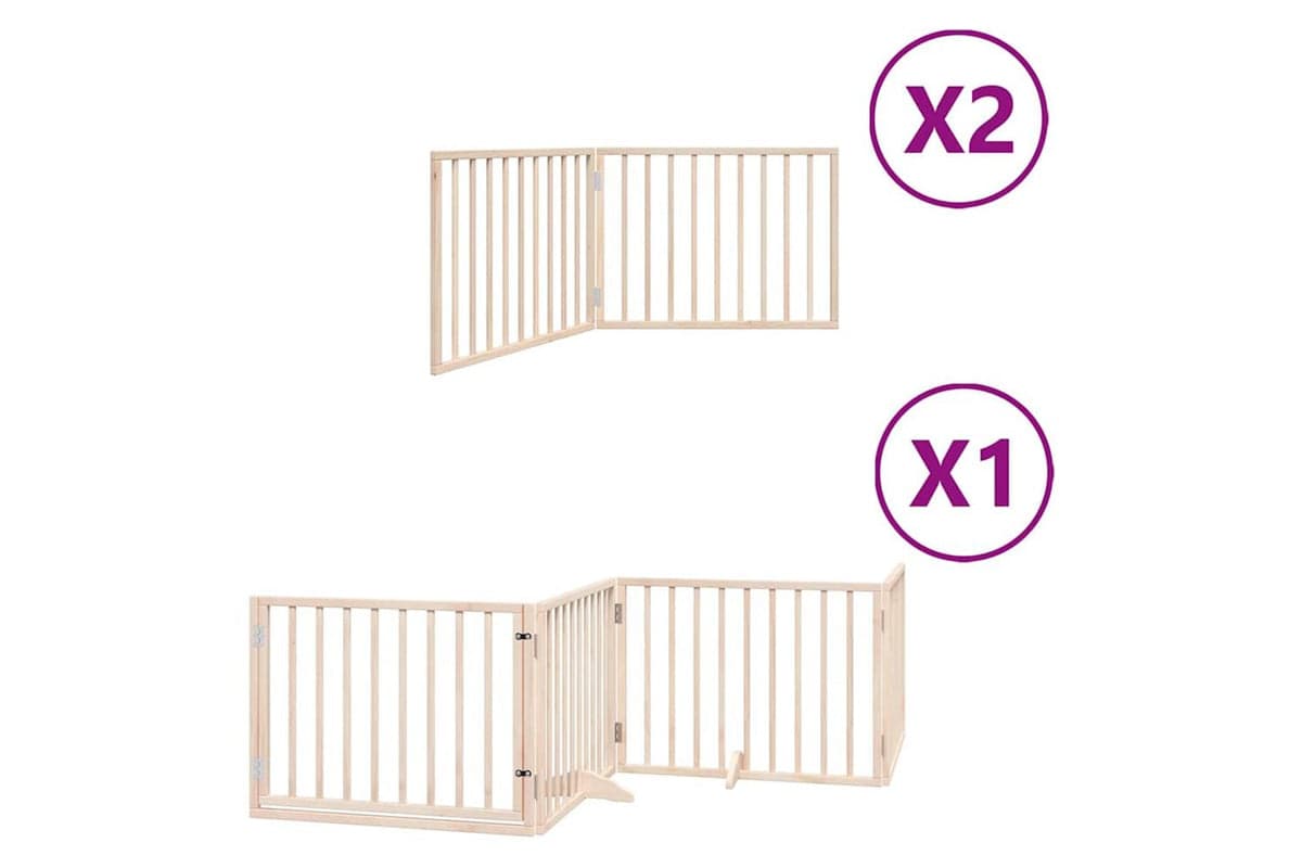 Vidaxl Dog Gate With Door Foldable 8 Panels 640 Cm Poplar Wood
