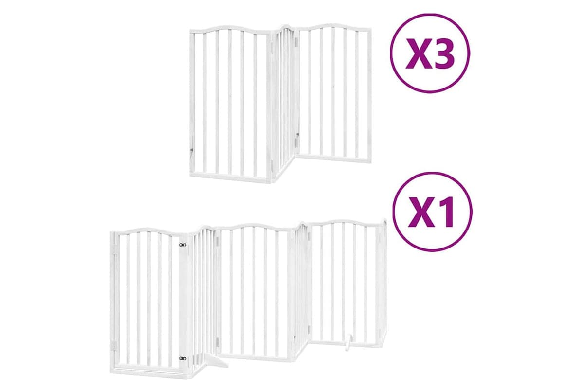 Vidaxl Dog Gate With Door Foldable 15 Panels White 750 Cm Poplar Wood