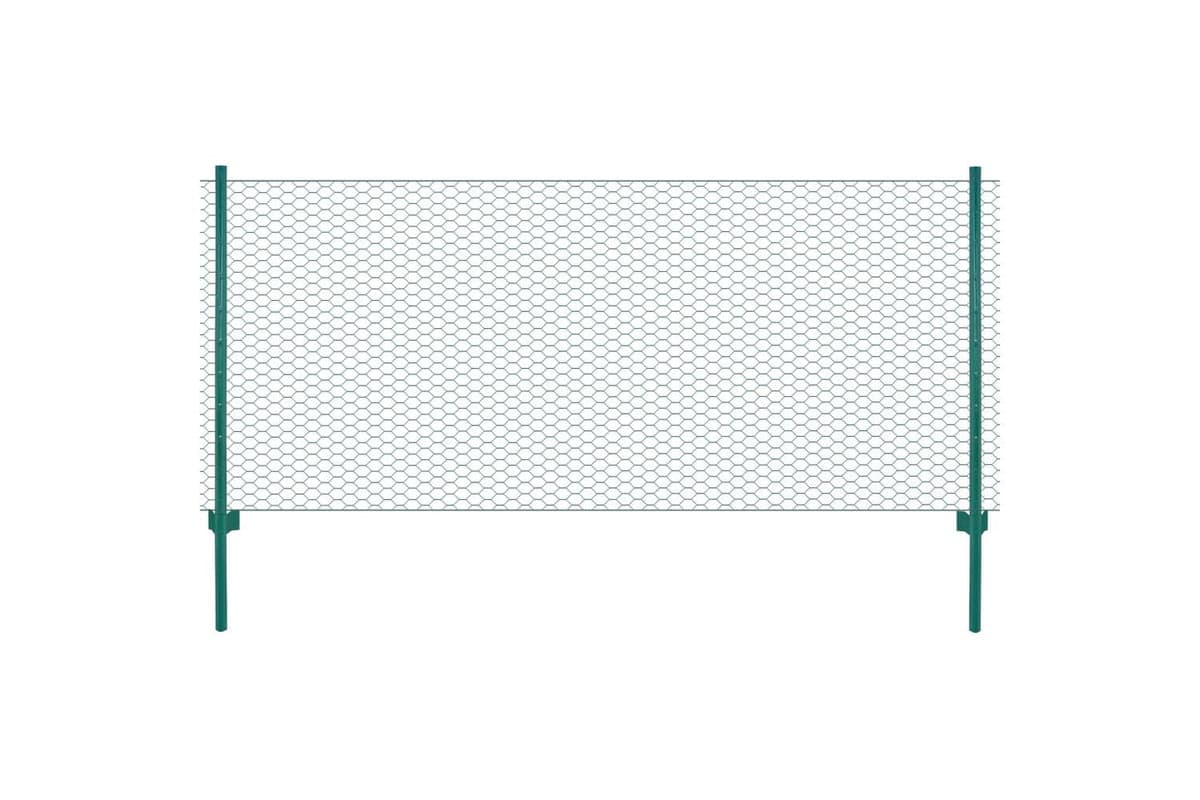 Vidaxl 144610 Wire Mesh Fence With Posts Steel 25x1 M Green