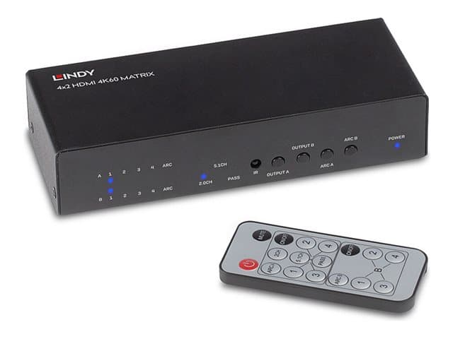 Lindy - 4x2 HDMI 2.0 18G Matrix Switch - video/audio switch
