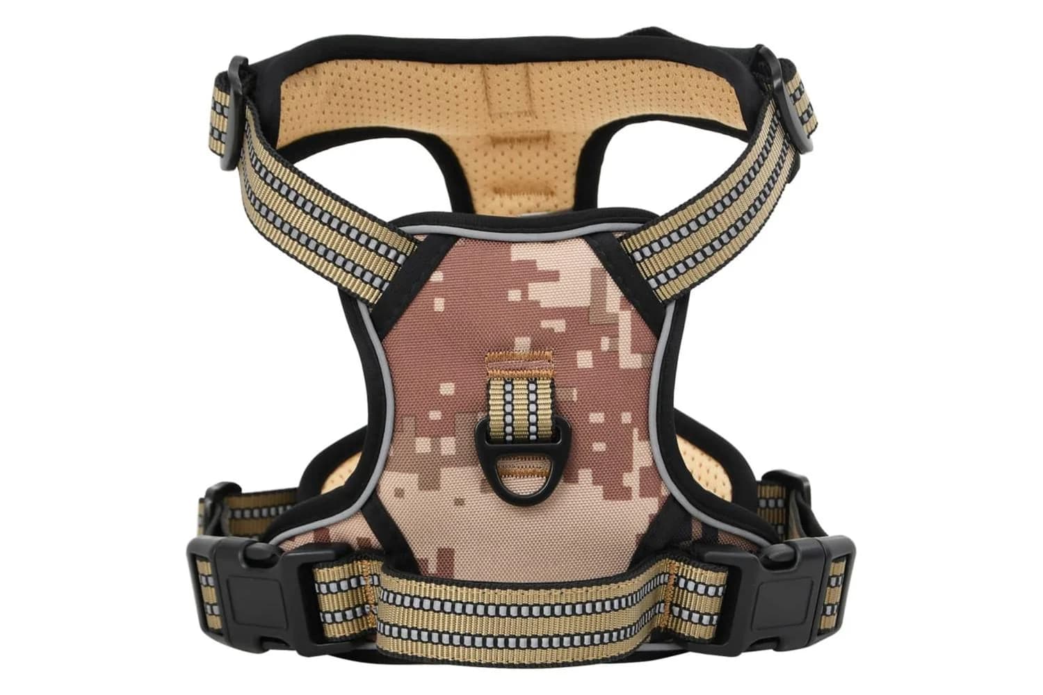 Dog Harness With Reflective Stripes Adjustable Camouflage Brown Xl