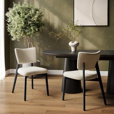 Beige and Black - Upholstered Dining Chairs - Greta
