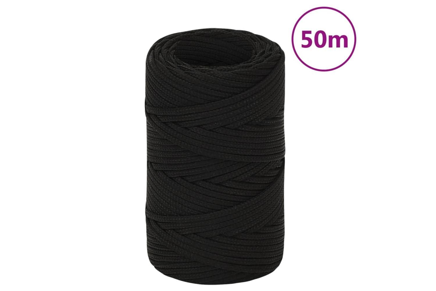 vidaXL 152793 Work Rope Black 2mm 50 M Polyester