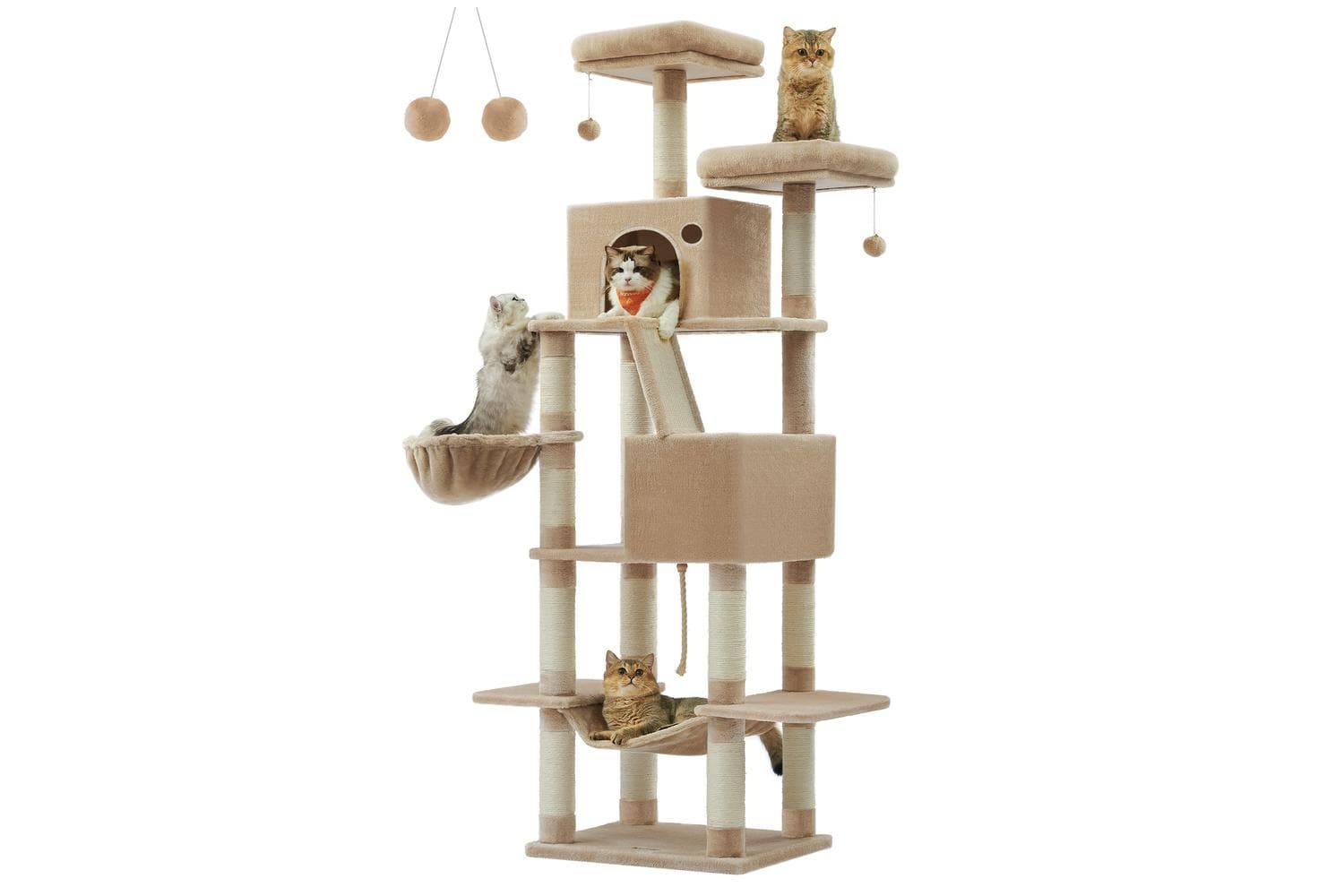 Feandrea Cat Tree | Large Cat Tower | Plush & Sisal | 206 Cm