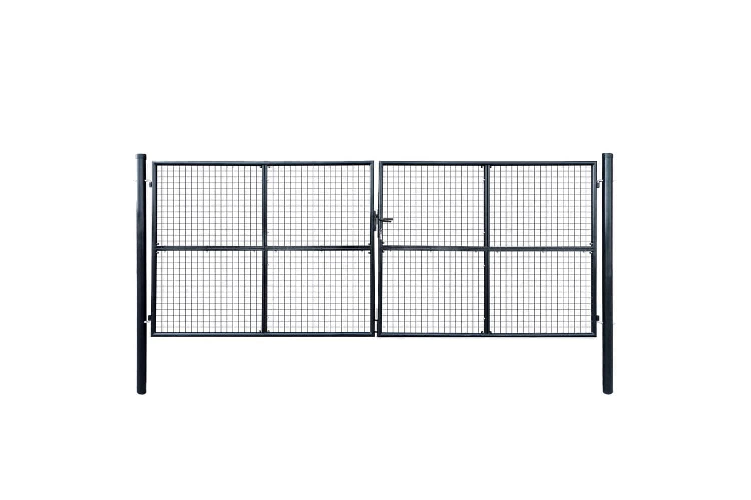vidaXL 143377 Mesh Garden Gate Galvanised Steel 400x150cm Grey