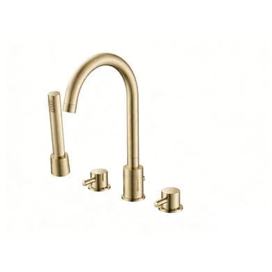 GRADE A1 - Brushed Brass 4 Hole Bath Shower Mixer Tap - Arissa