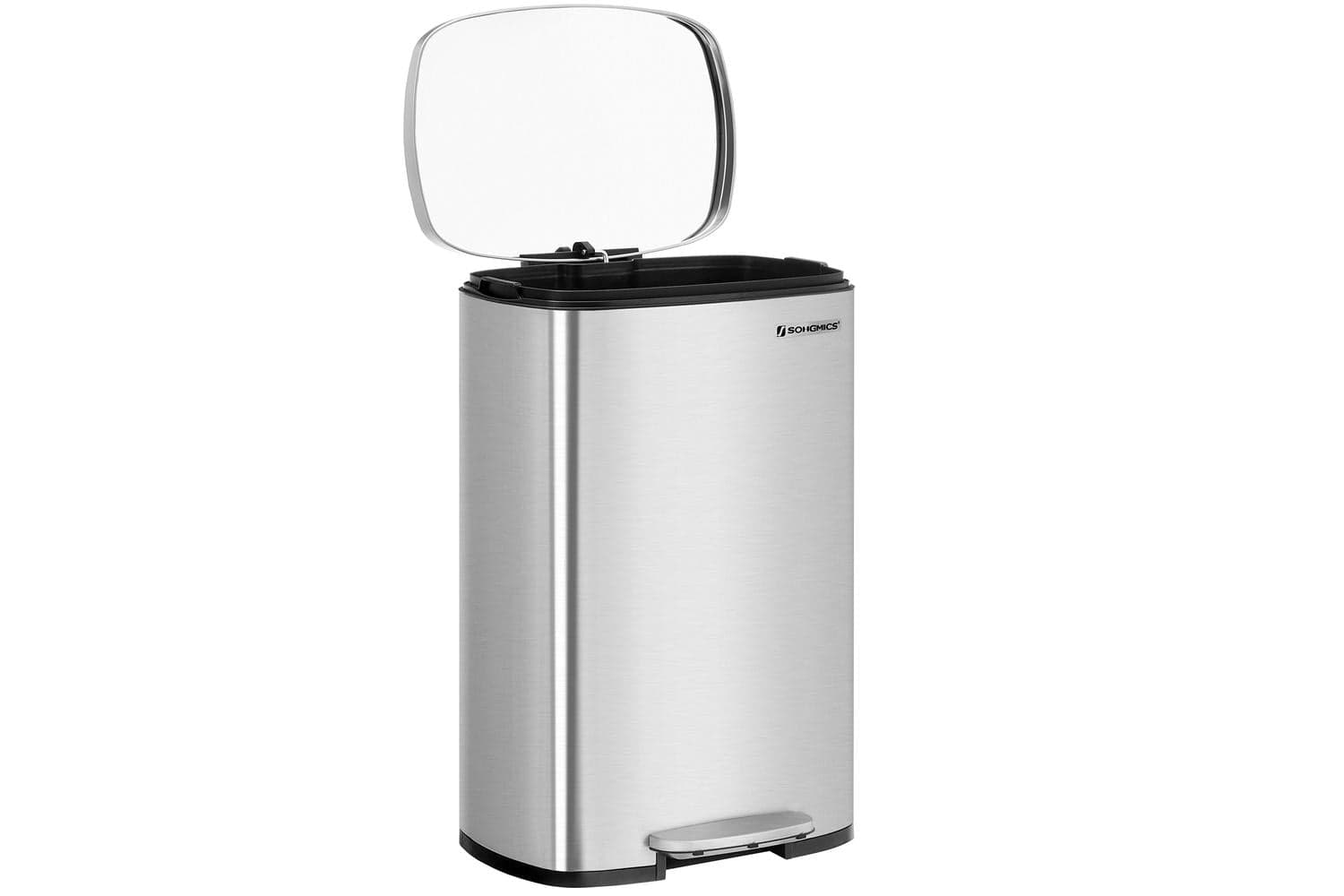 Songmics Step-Open Trash Can with Lid | Silver