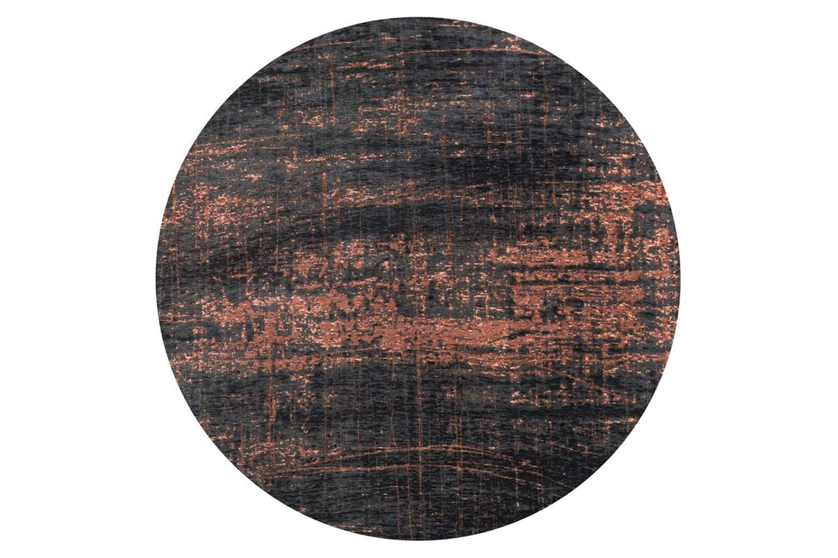 Louis De Poortere | Griff Eco Round Rug | Black/Brown | 140 x 140 cm