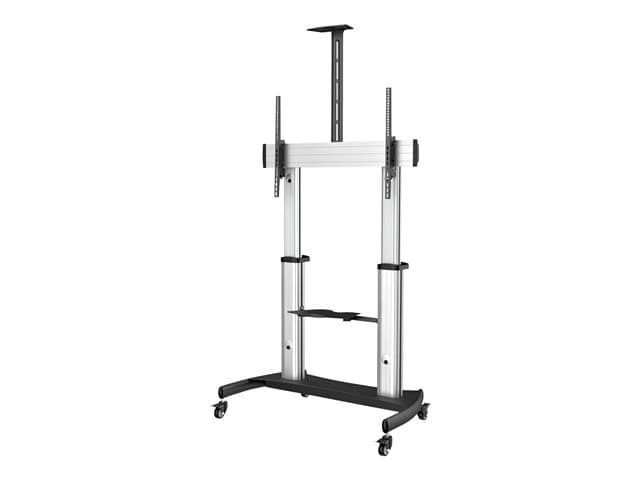 Startech Mobile TV Stand, Heavy Duty TV Cart for 60-100" Display (100kg/220lb), Height Adjustable Rolling Flat Screen Floor Standing on Wheels, Univer