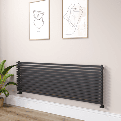 Ravello Linea Midnight Black Square Designer Radiator 585x1800mm Single Panel 4744 BTU - Horizontal Bars