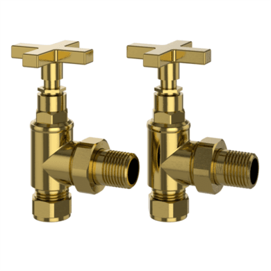 ALMOST PERFECT - Brass Cross Head Traditional Angled Radiator Valves
