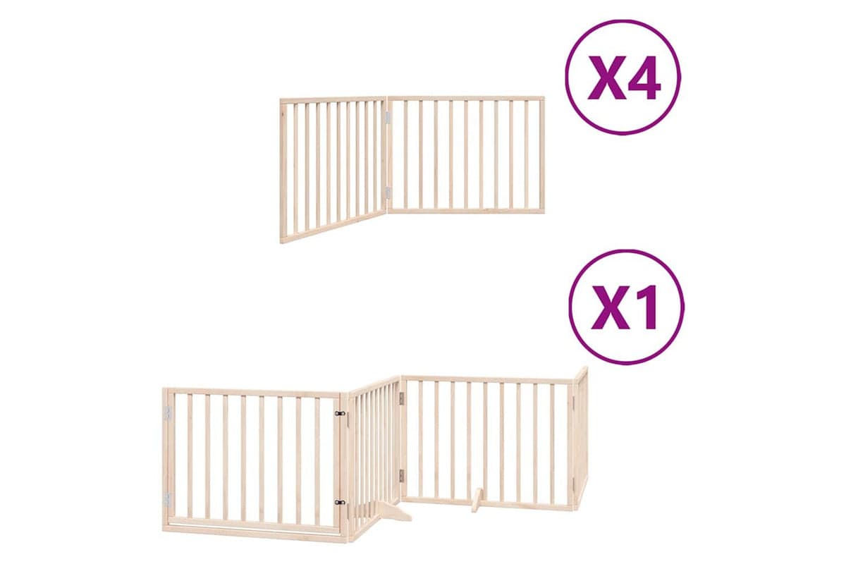 Vidaxl Dog Gate With Door Foldable 12 Panels 960 Cm Poplar Wood