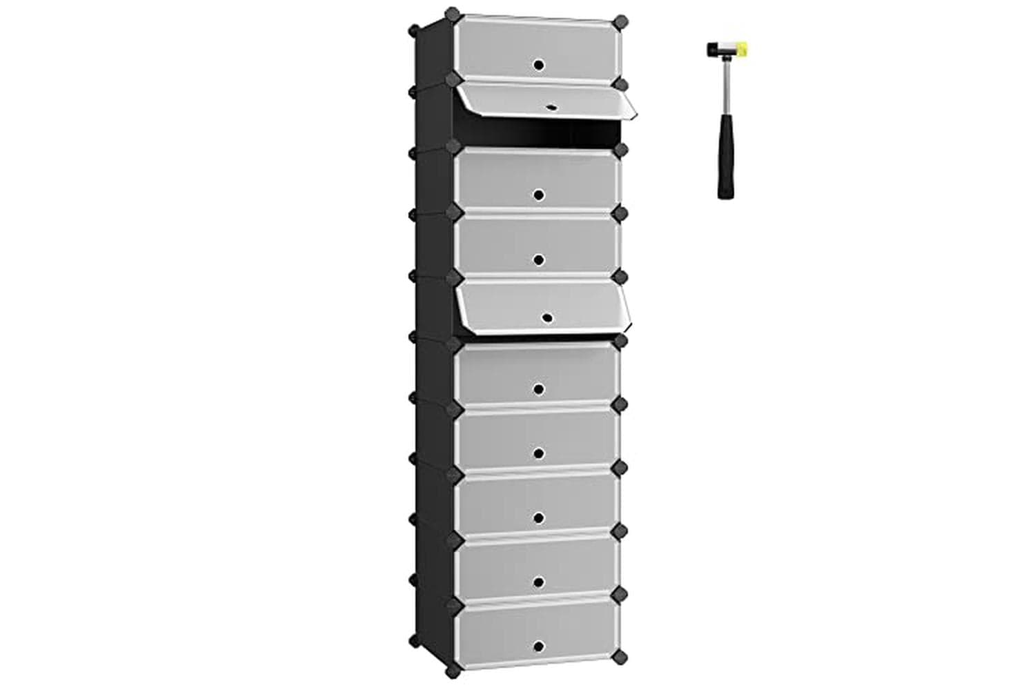 Songmics Interlocking Shoe Rack | Rectangular Storage Organiser | Plastic | 10 Slot
