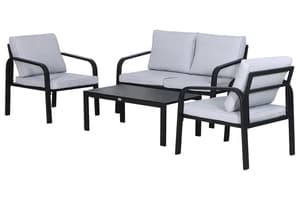 Outsunny Garden Dining Set Glass Top Table with Cushions | Grey | Set of 4