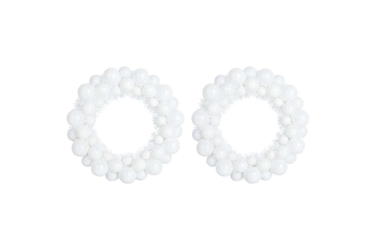 Vidaxl Christmas Ball Wreathes 2 Pcs White 33 X 33 X 7 Cm Polystyrene