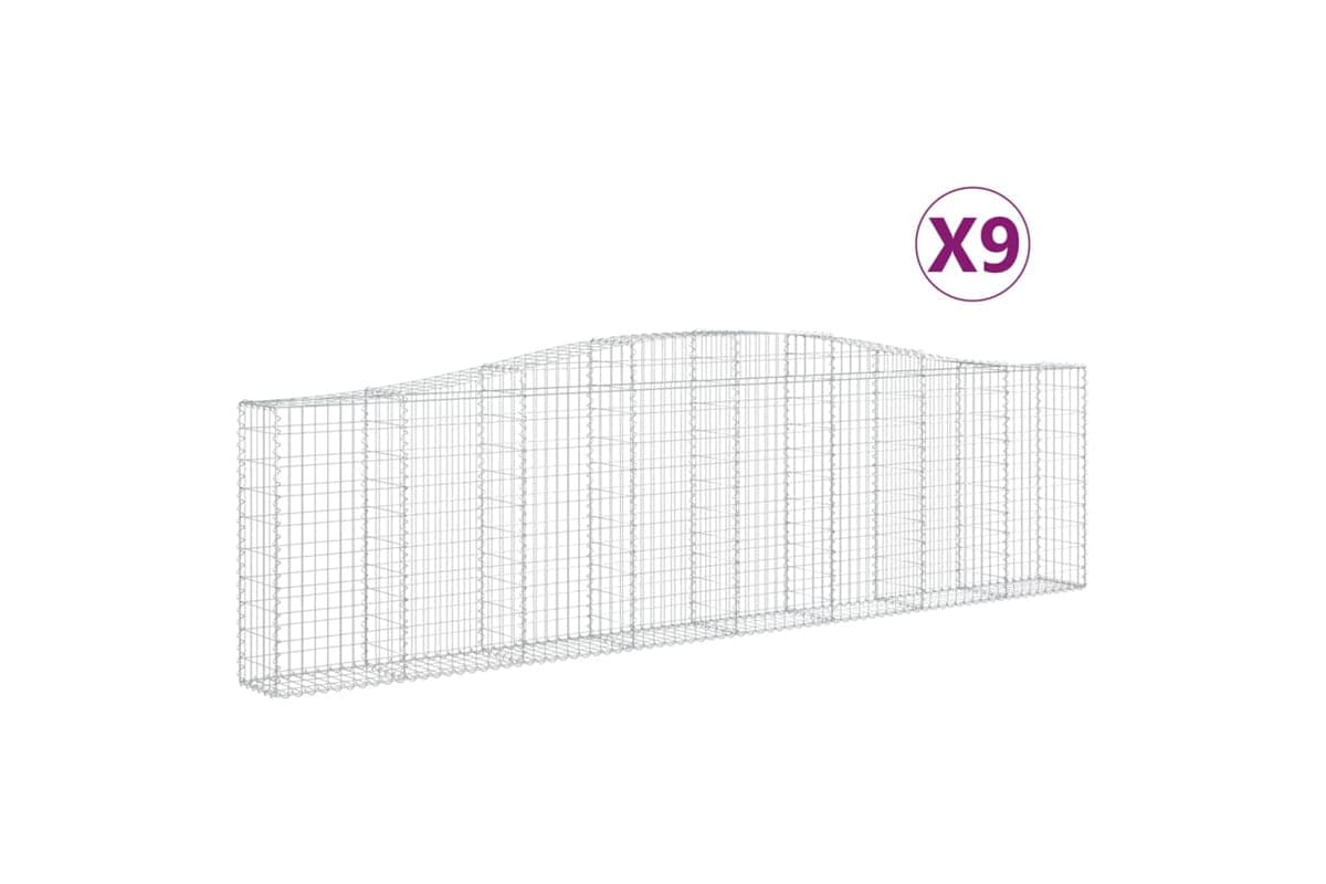 vidaXL 3145833 Arched Gabion Baskets 9 Pcs 400x30x100/120cm Galvanised Iron
