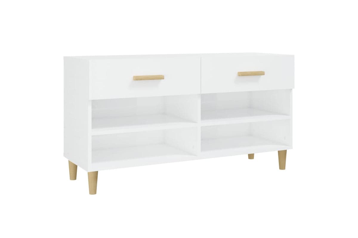 vidaXL 812822 Shoe Cabinet High Gloss White 102x35x55cm Engineered Wood