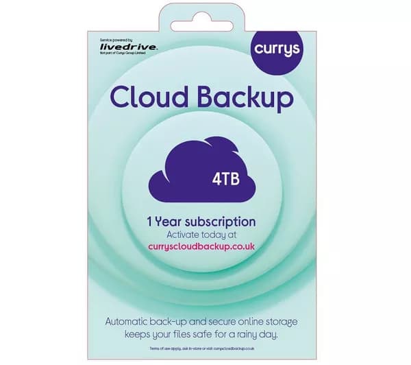 CURRYS' Cloud Backup - 4 TB, 1 year