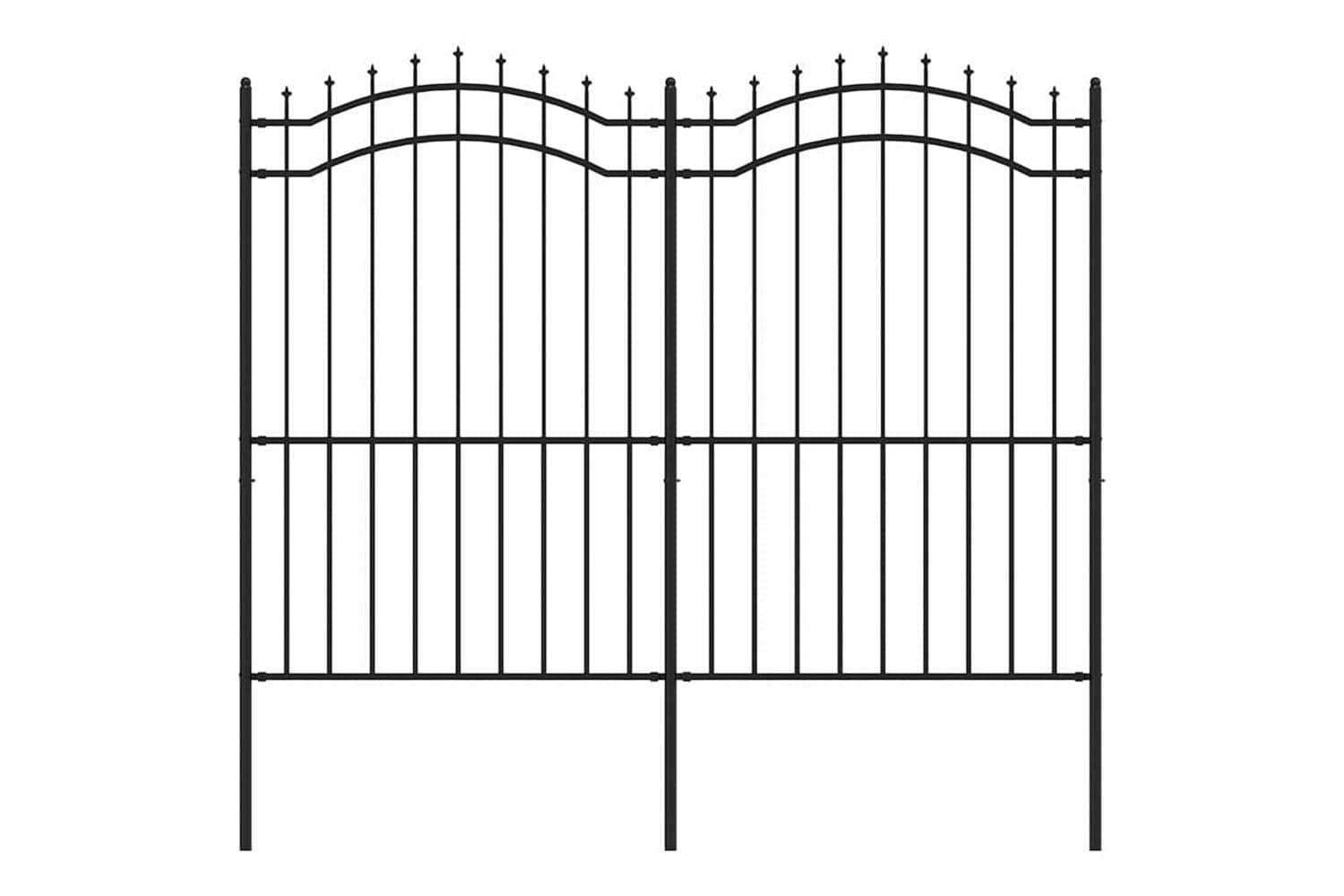 vidaXL 151083 Garden Fence With Spear Top Black 222cm Powder-coated Steel