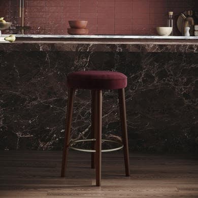 Burgundy and Walnut - Upholstered Kitchen Counter Stools - Gatsby