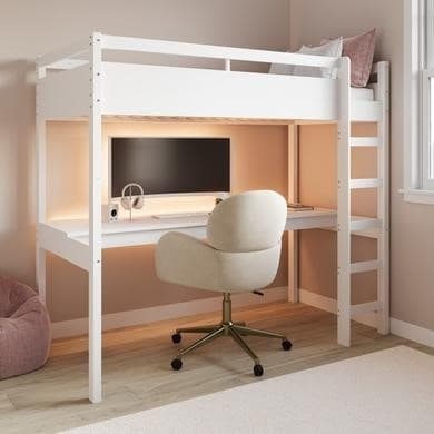 ONLY OPENED - High Sleeper Loft Bed With Desk In White - Wyatt